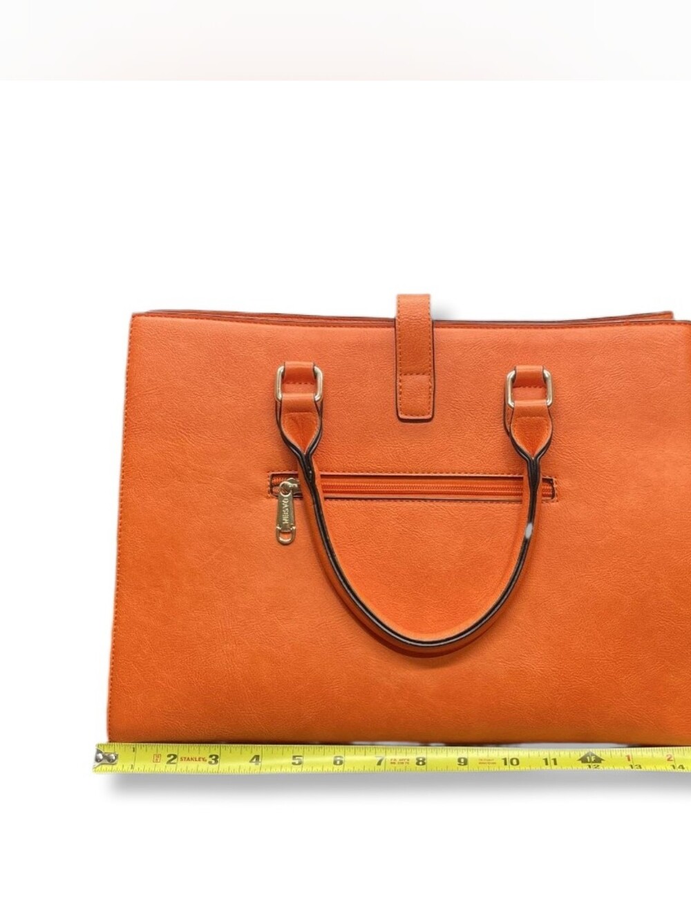 Dasein Women's Orange Structured Tote with Top Handles - Picture 3 of 5